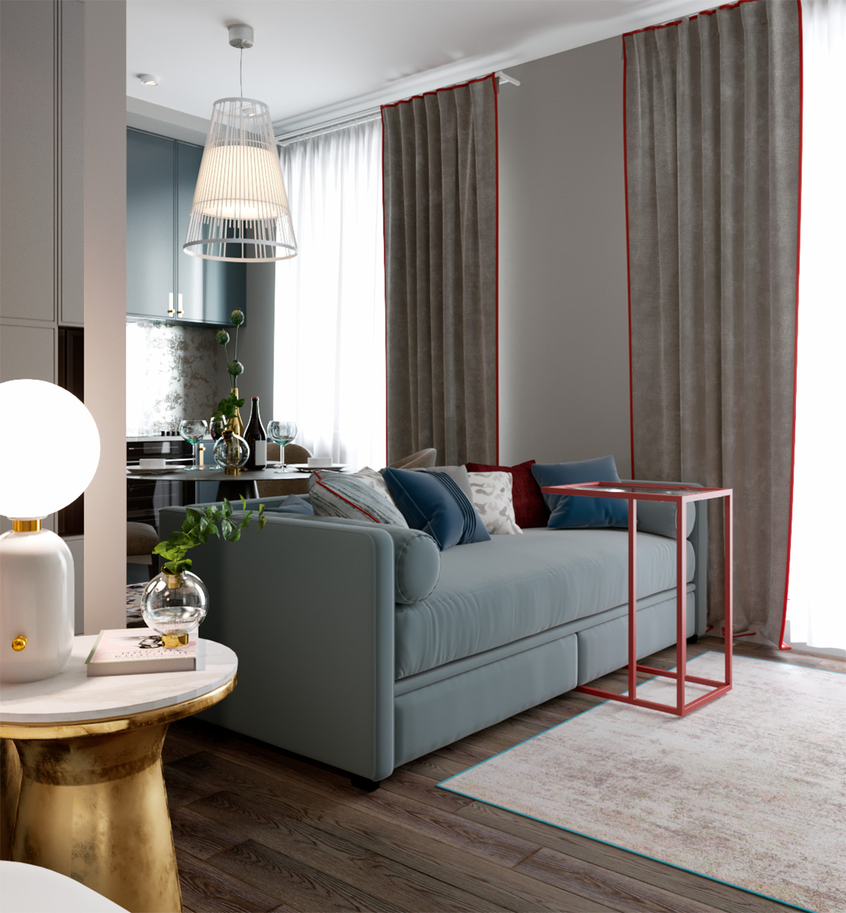 Квартира-студия с яркими акцентами