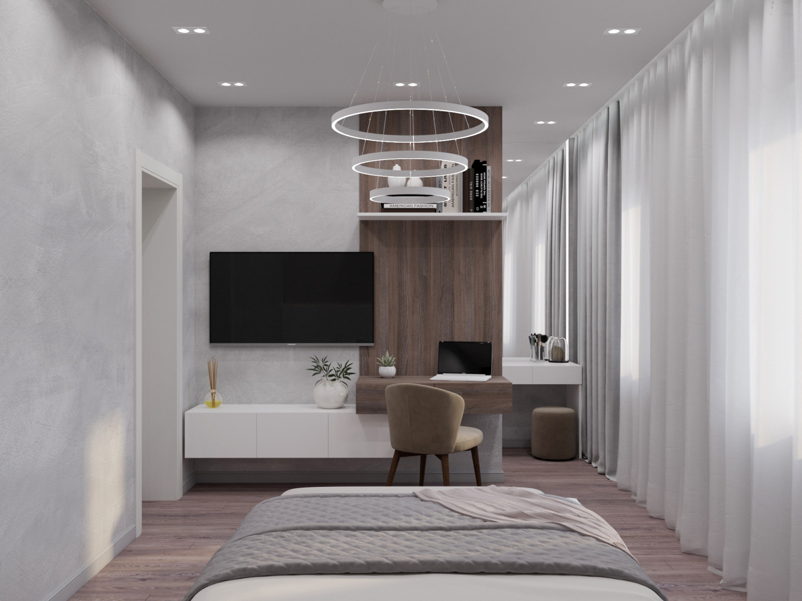 Спальня с гардеробной в загородном доме. Кемеровская обл.