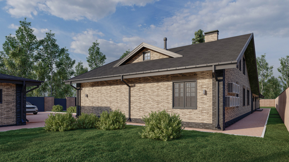 Жилой дом с мансардой, пристроенным банным комплексом и гаражным комплексом