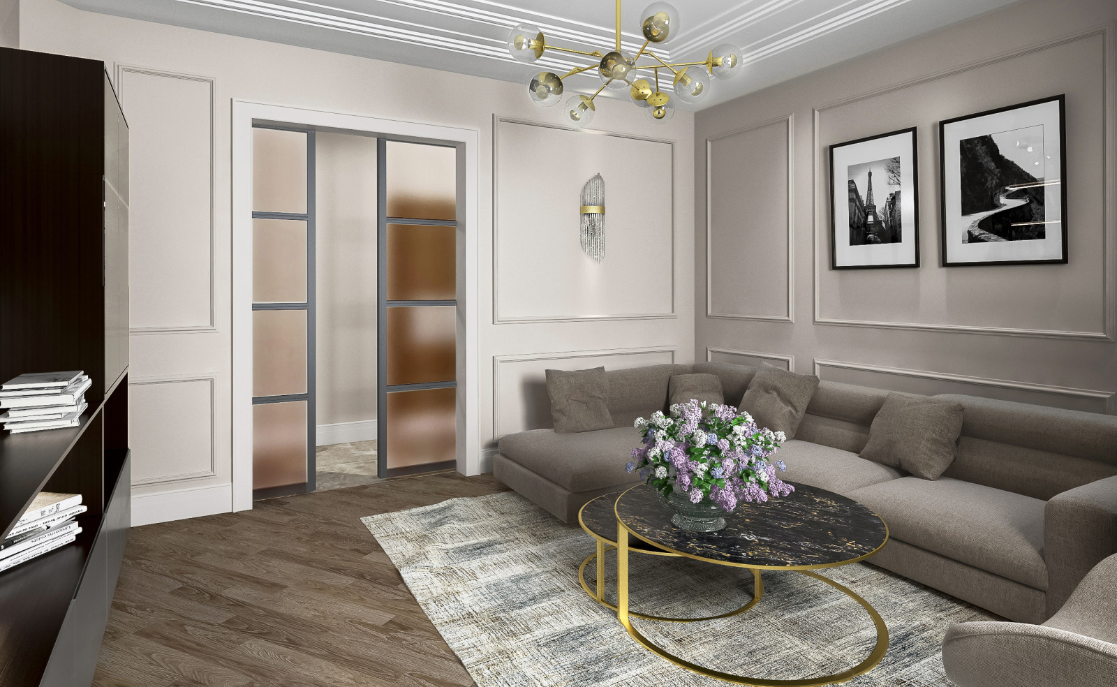 Гостиная  в проекте по ул. Чертановская 48.