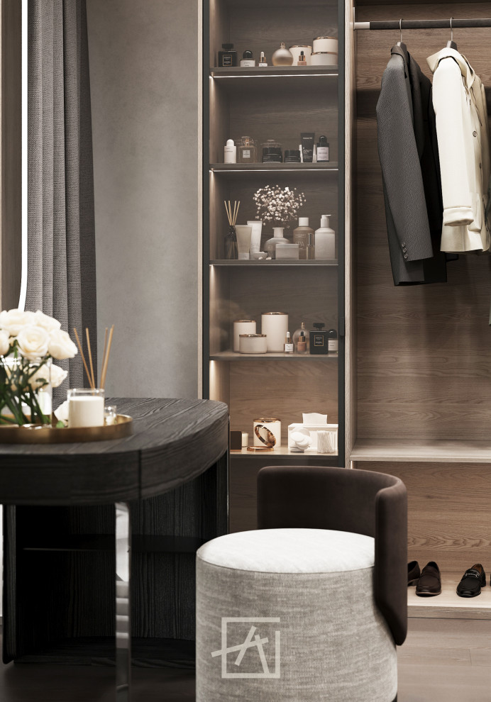 Обложка проекта: Стильная гардеробная с туалетным столиком