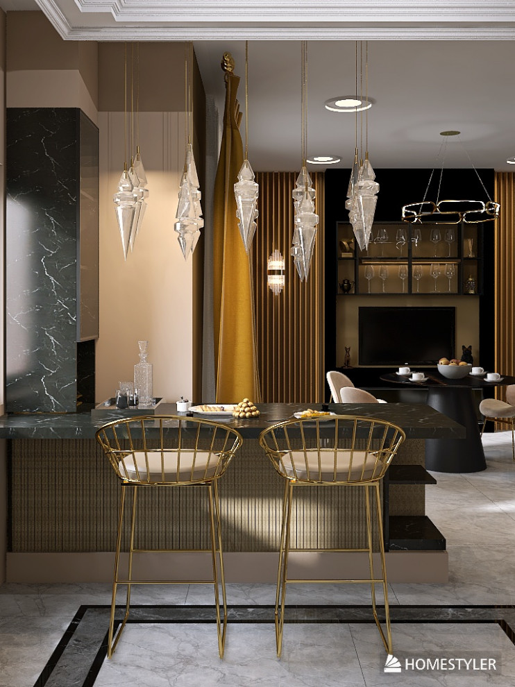 Кухня-гостиная в стиле Ар-Деко