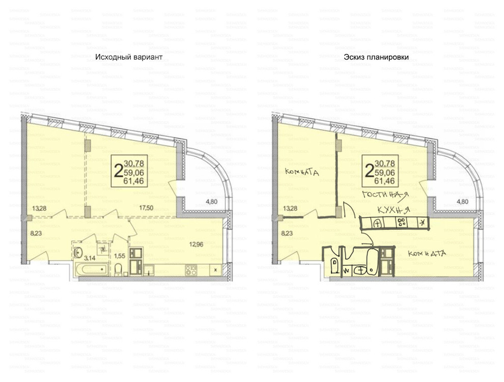 Идеи перепланировки для двухкомнатных квартир