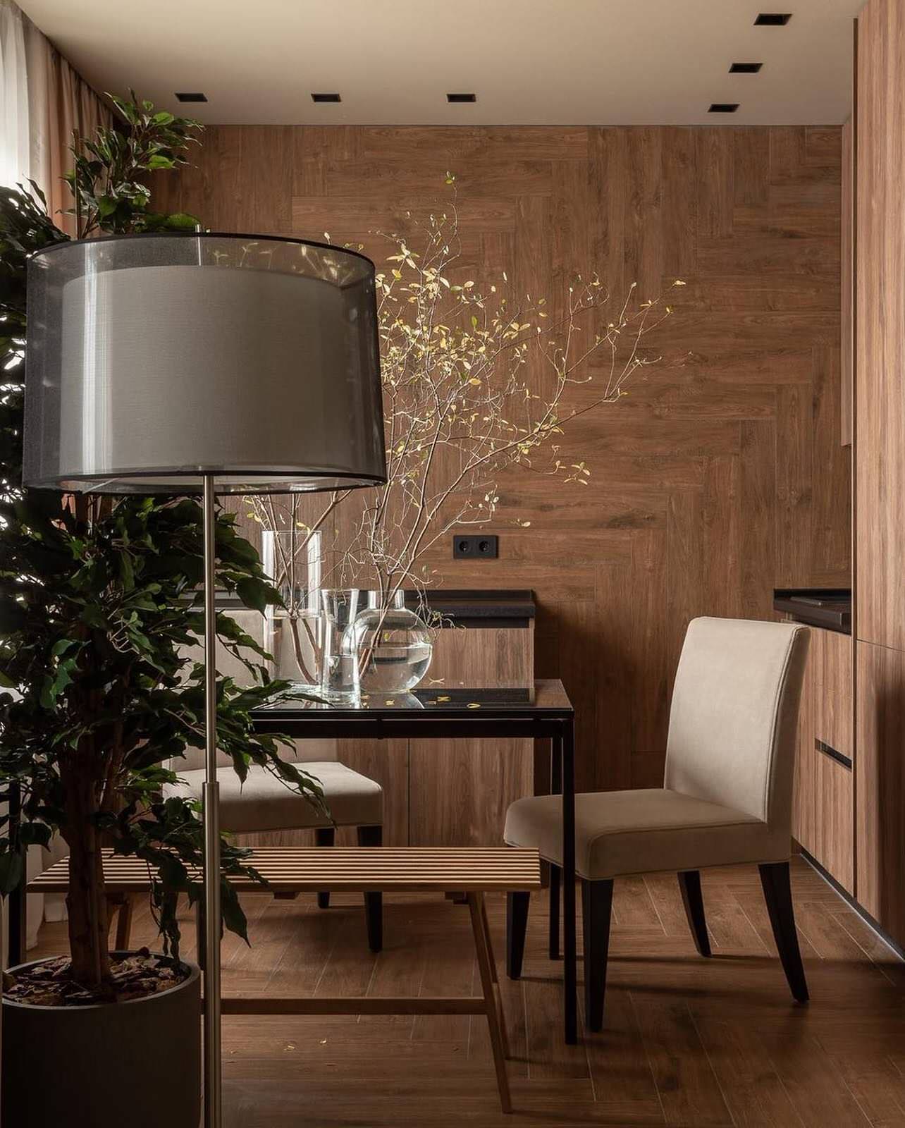 Интерьер квартиры-студии с карамельно-коричневой гаммой