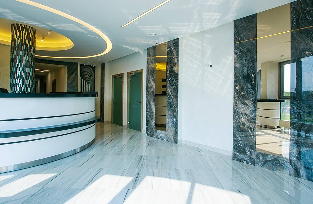 Обложка проекта: Ресепшен. Облицовка мрамором.