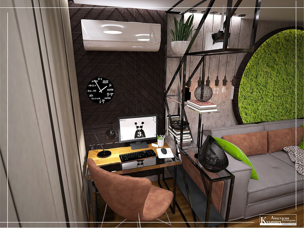 Симбиоз лофта и эко. Гостиная.