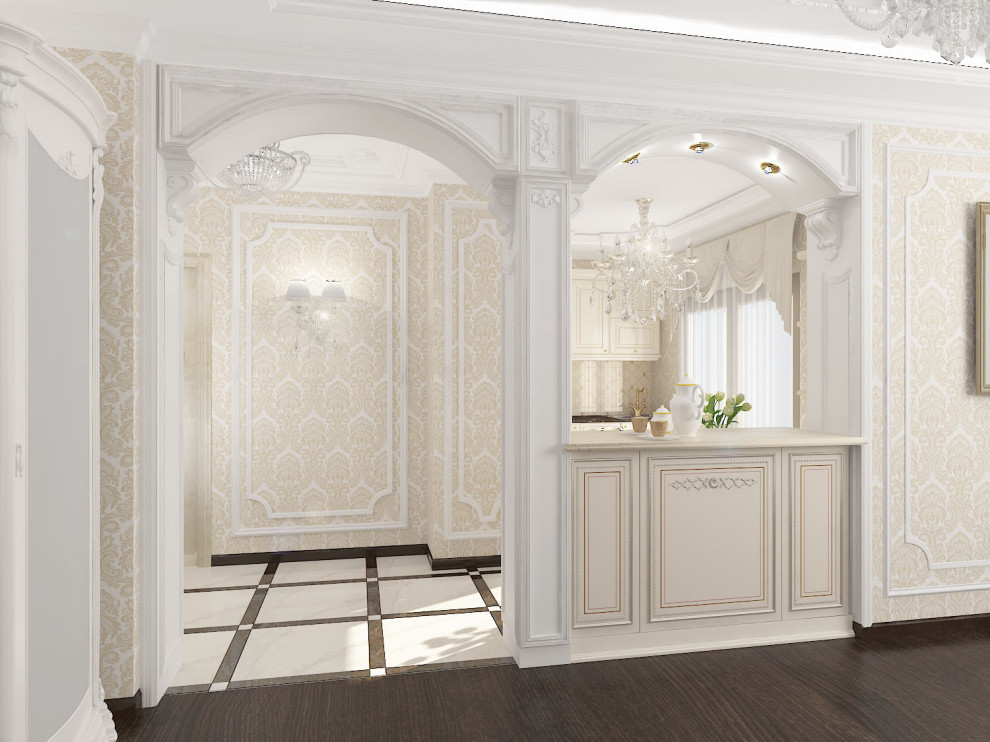 Квартира в бежевых тонах в стиле неоклассика