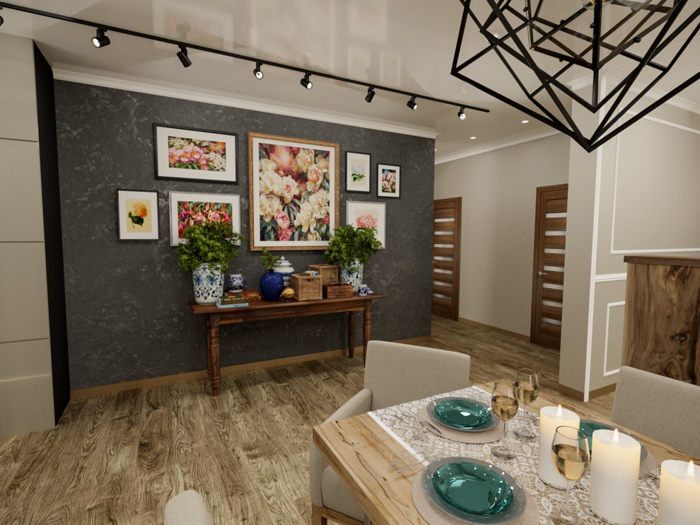 Гостиная + кухня + столовая + коридор