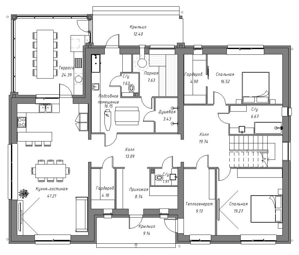 Простой двухэтажный дом