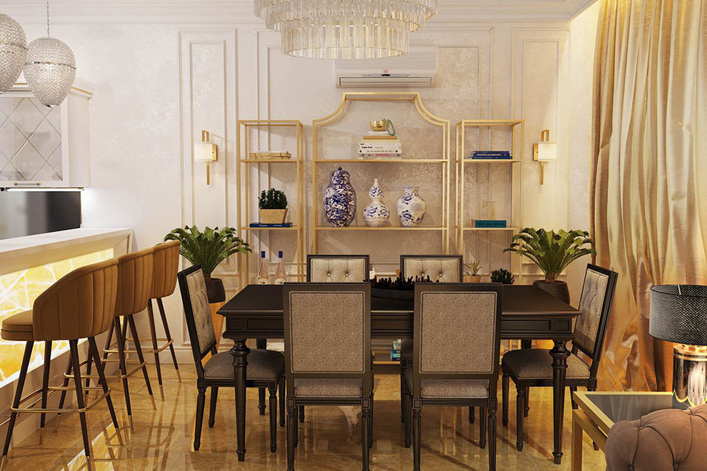 Дизайн-проект дома в стиле ар-деко (студия Design3F) - Кухня / Столовая