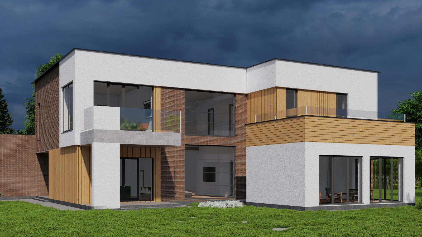 Двухэтажный дом со вторым светом и гаражом