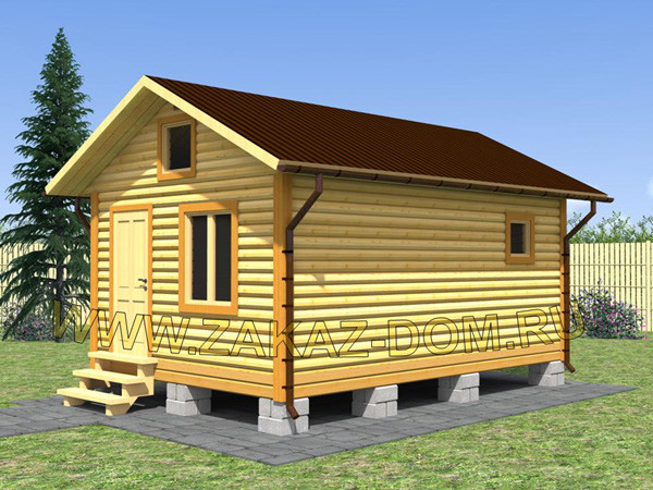 Обложка проекта: Баня из профилированного бруса (4х6 м) - Проект № Б-11