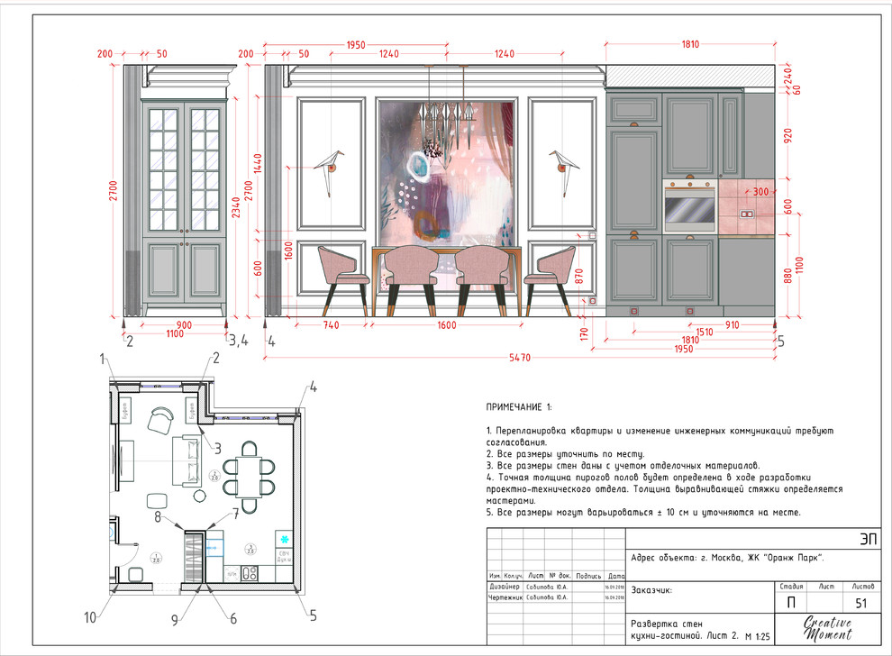 Развертки стен кухни-гостиной