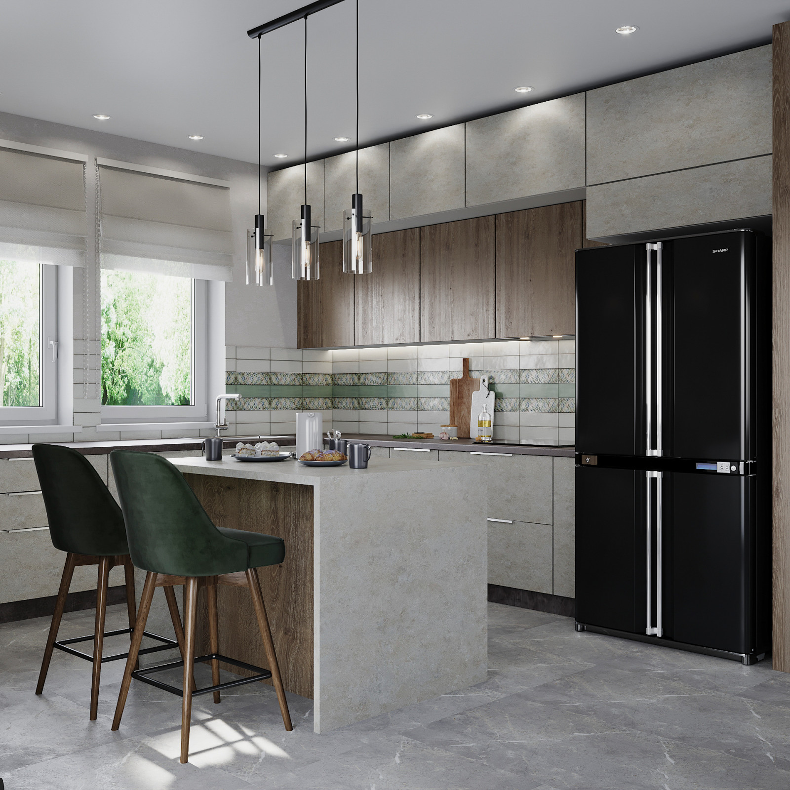 Кухня-гостиная в загородном доме в п. Волочаевка