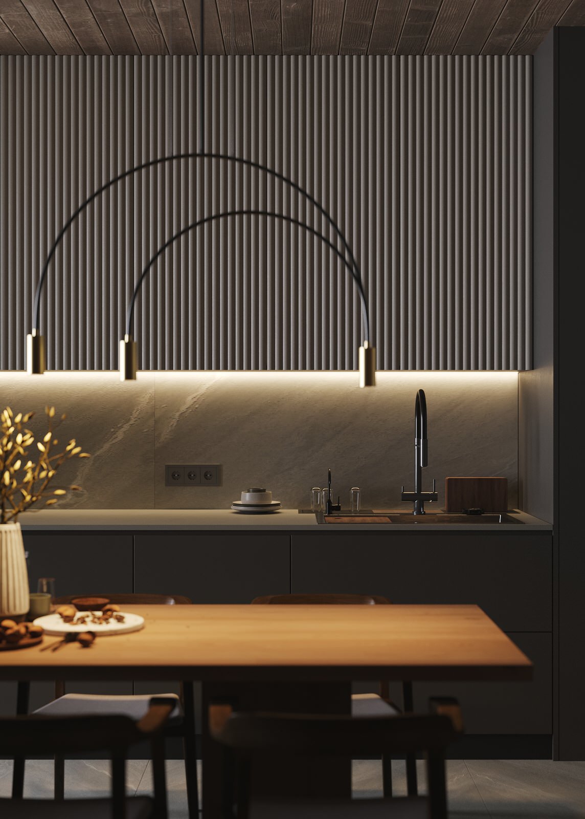 Кухня в большом доме.