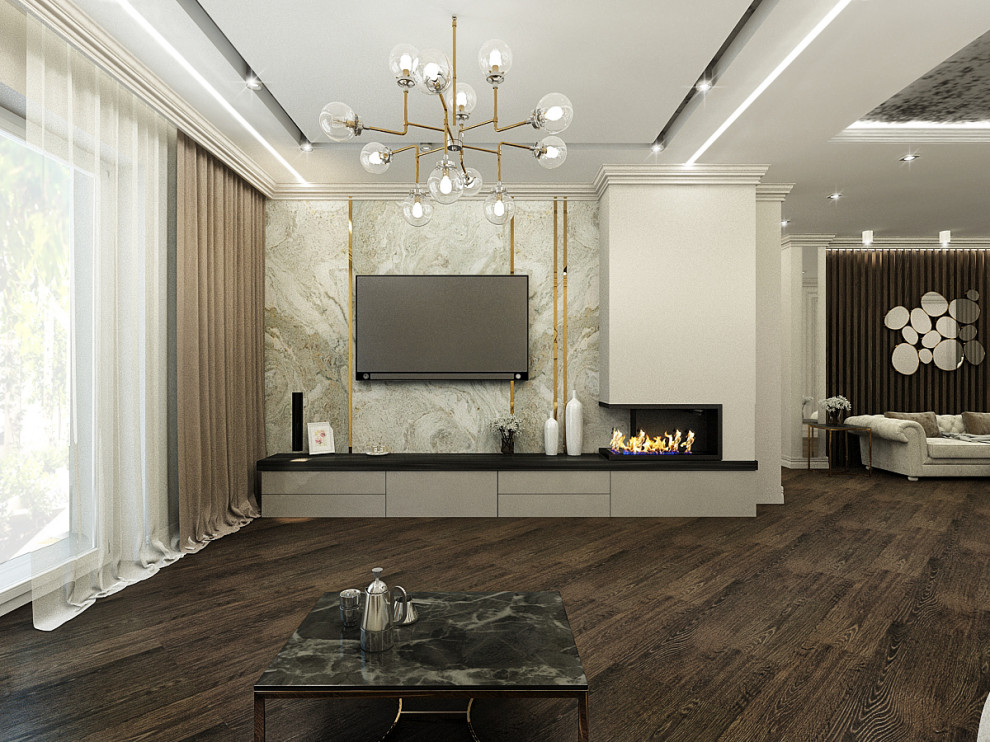 Гостиная. Зона ТВ и камина