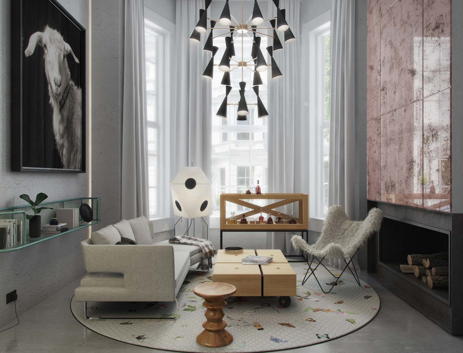 Lounge area with double height space