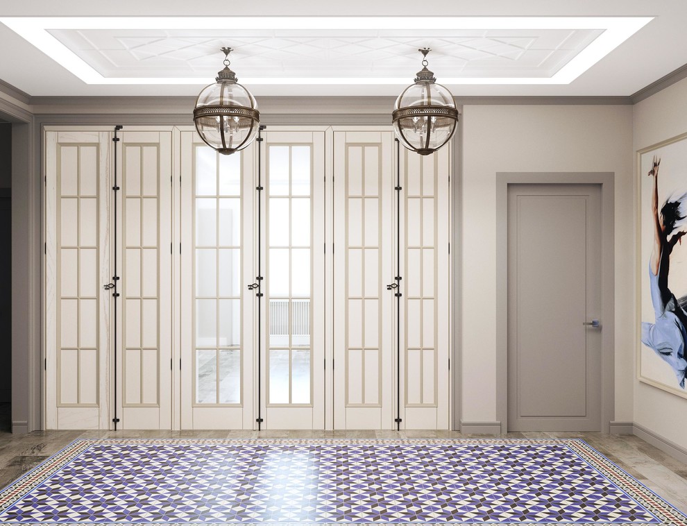 Неоклассический интерьер трехкомнатной квартиры для ЖК Покровский