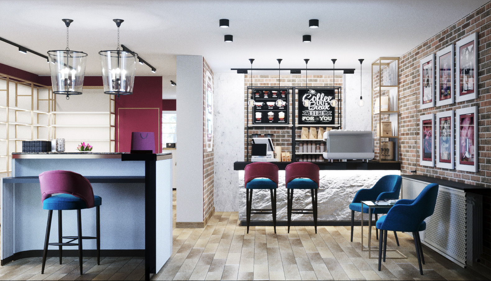 Обложка проекта: Дизайн интерьера магазина парфюмерии с зоной кафе в аутентичном стиле.