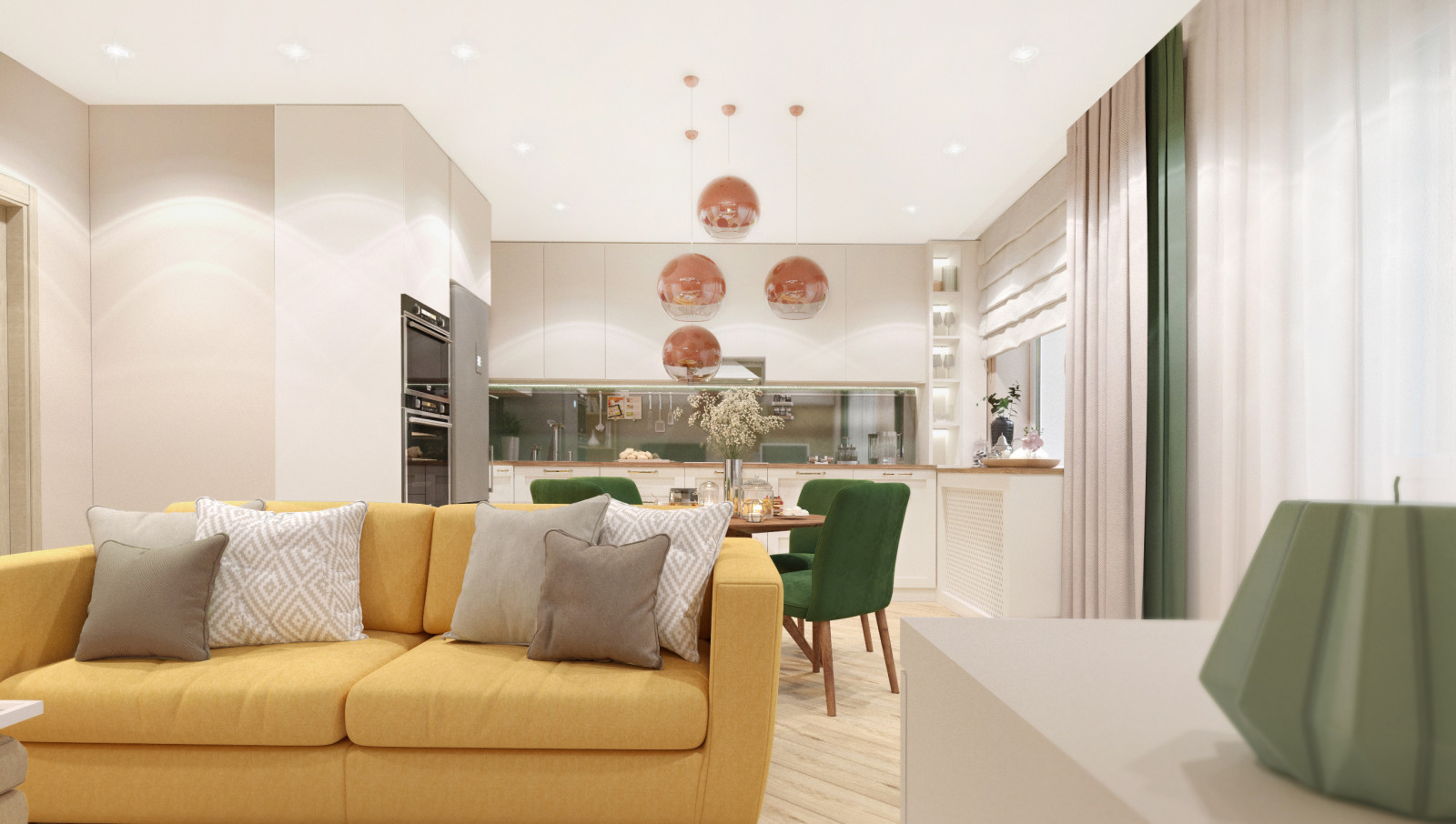 Стильные кухня и гостиная