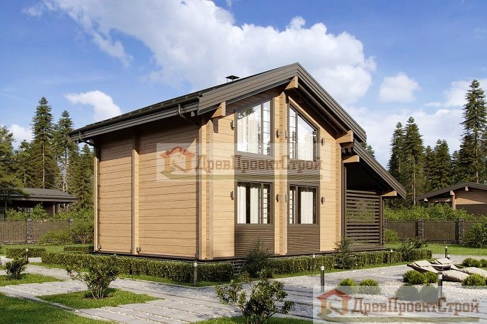 Проект бани № 159. Баня из бруса массива естественной влажности 140 х 140, 106,