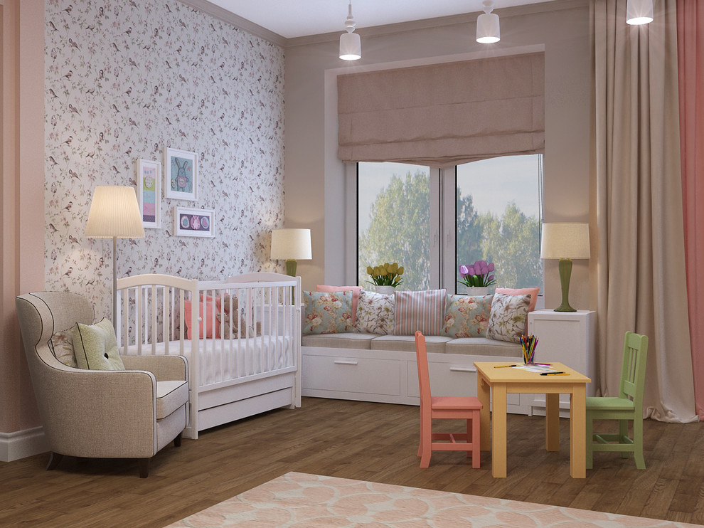 Коттедж в Пестово, интерьер детской для девочки