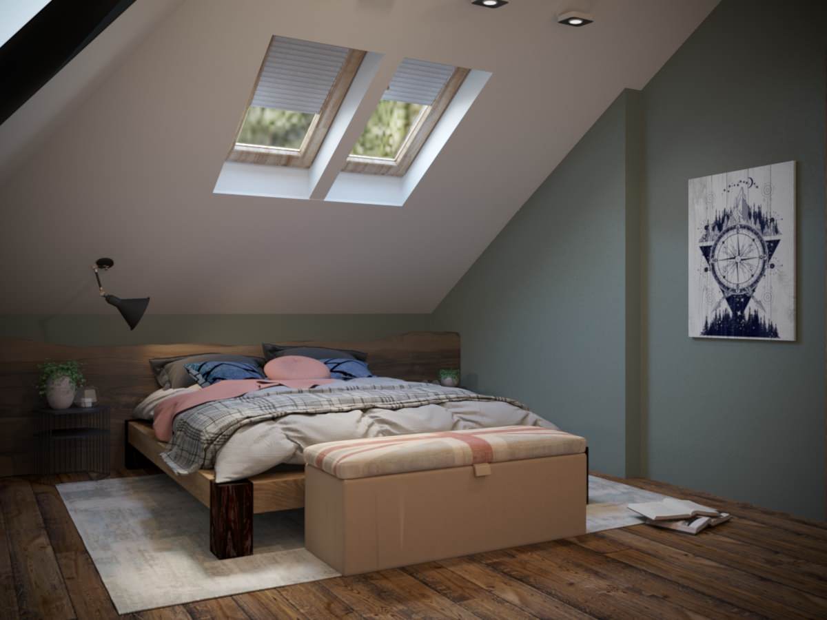 Интерьер мансардного этажа в стиле лофт