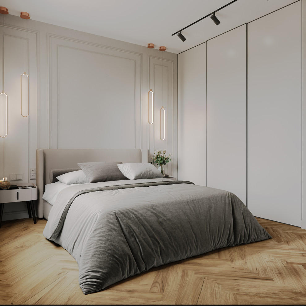 спальня в стиле неоклассика ЖК "Родной город"