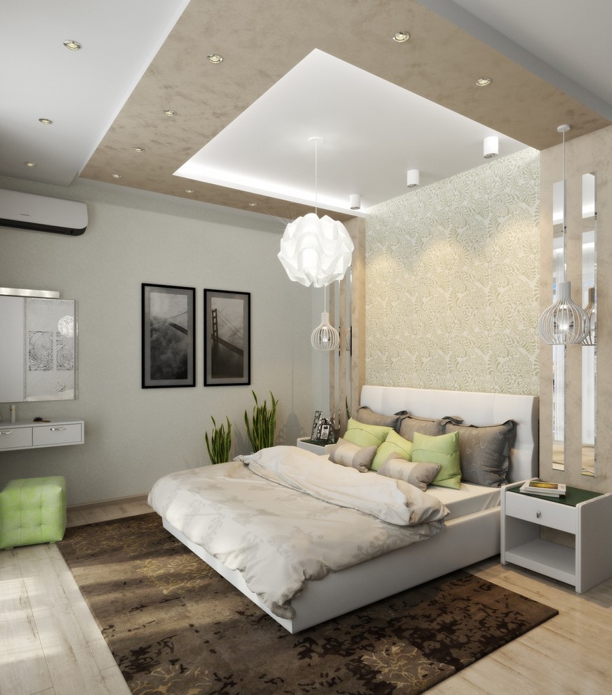 Современная квартира с большим круглым диваном