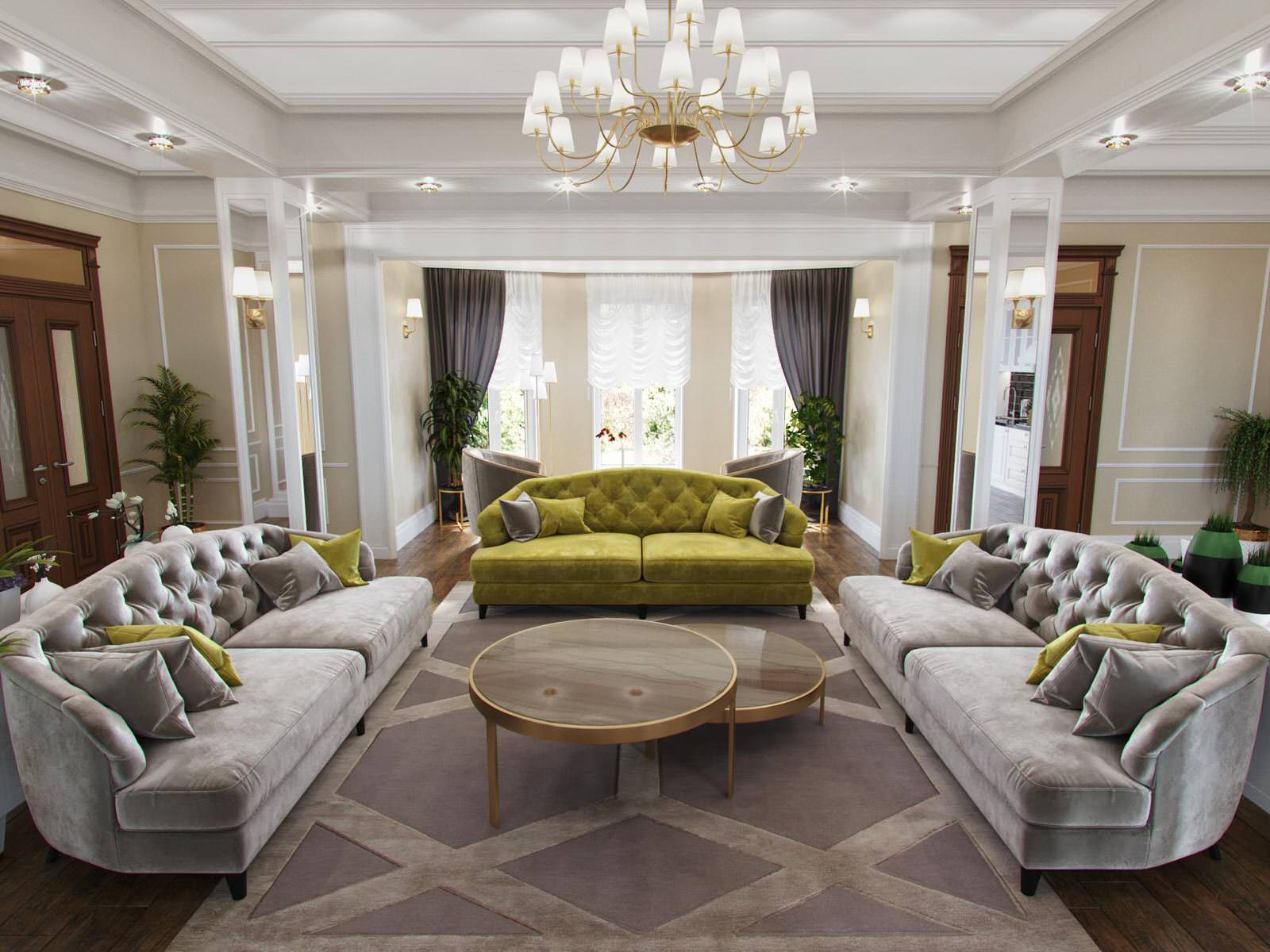 Кухня-гостиная с эркером в частном доме