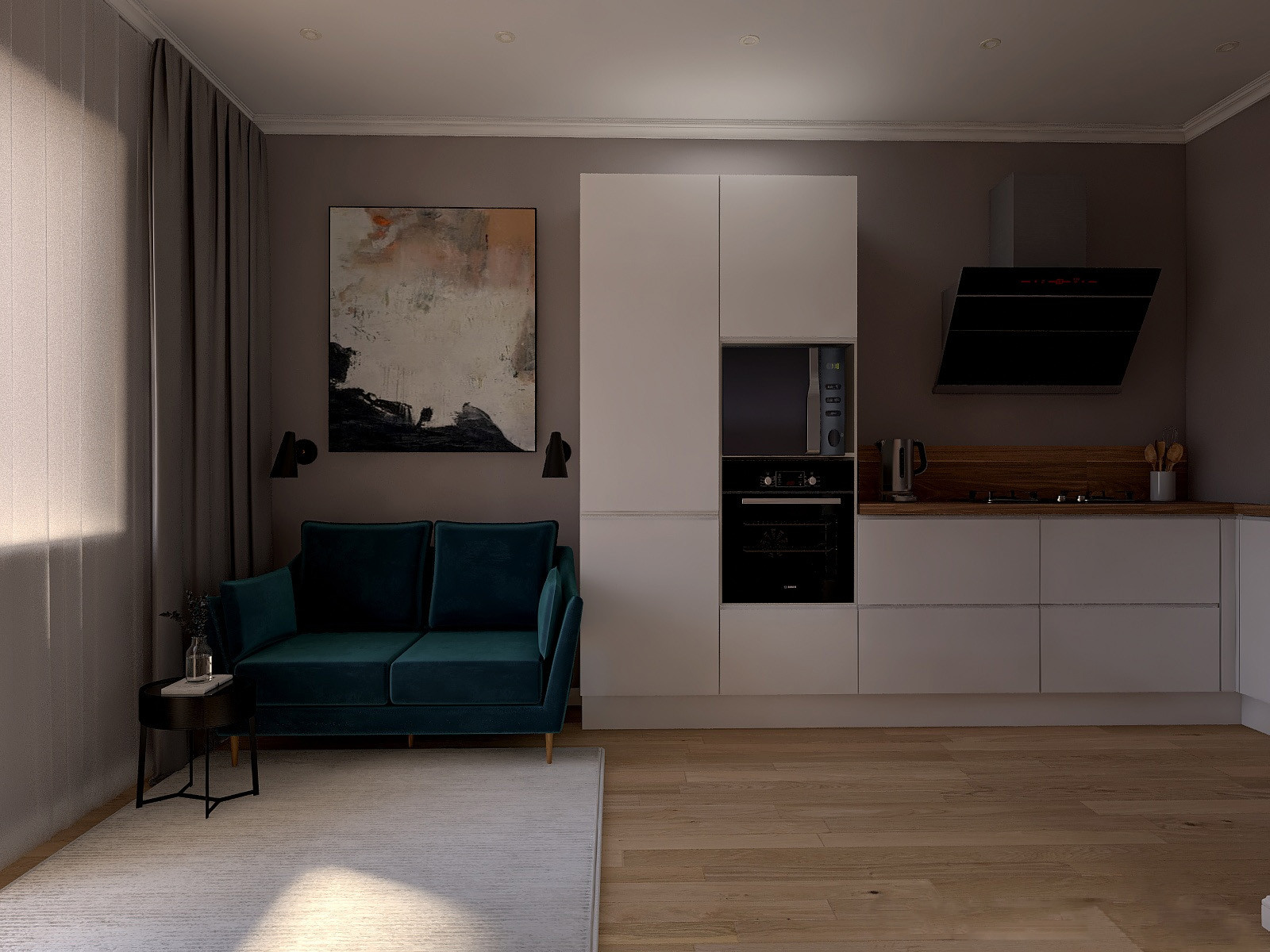 кухня-гостиная в ЖК Охта Хаус