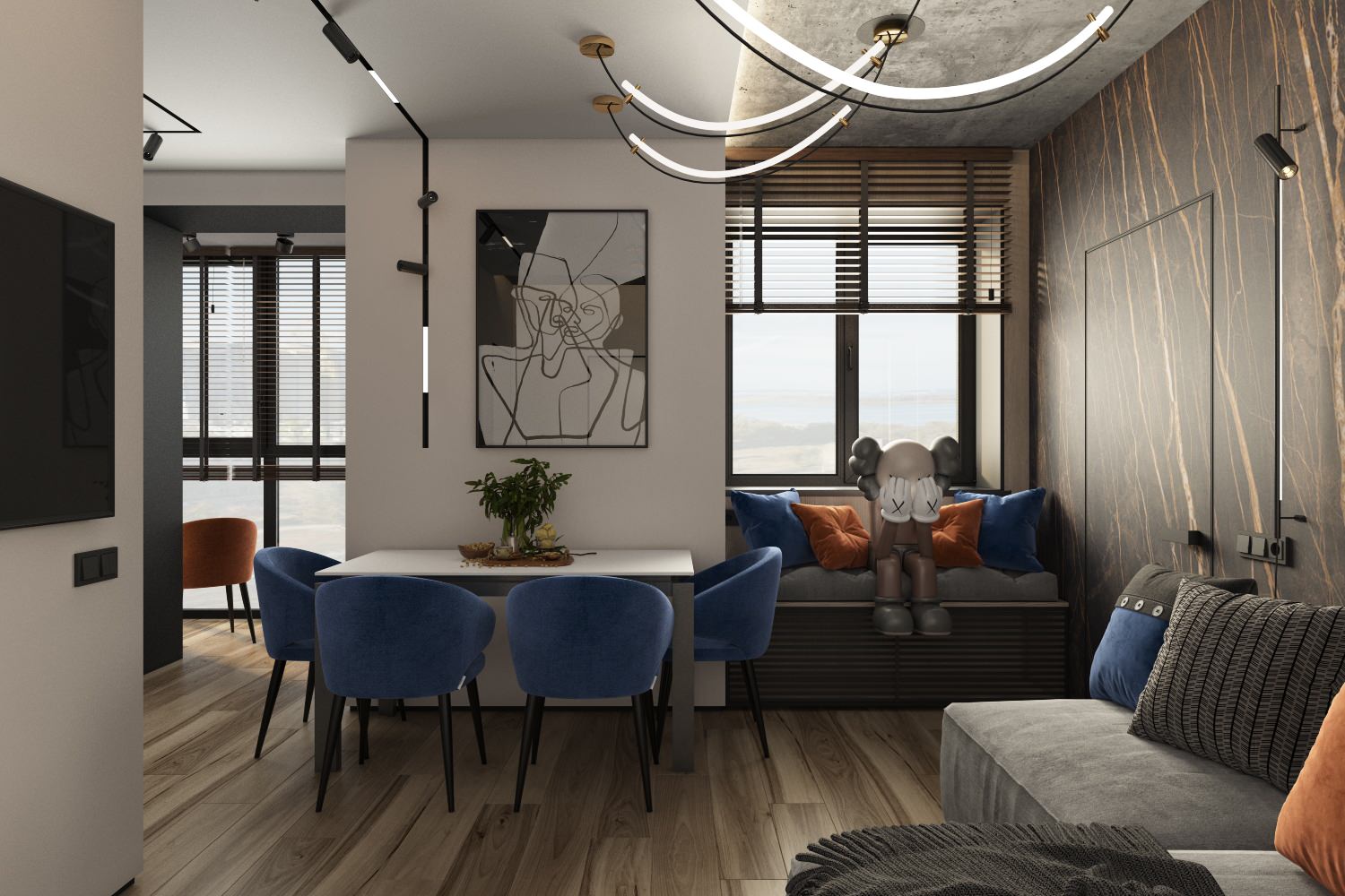 Интерьер кухни-гостиной, дизайнер Наталья Шевлякова