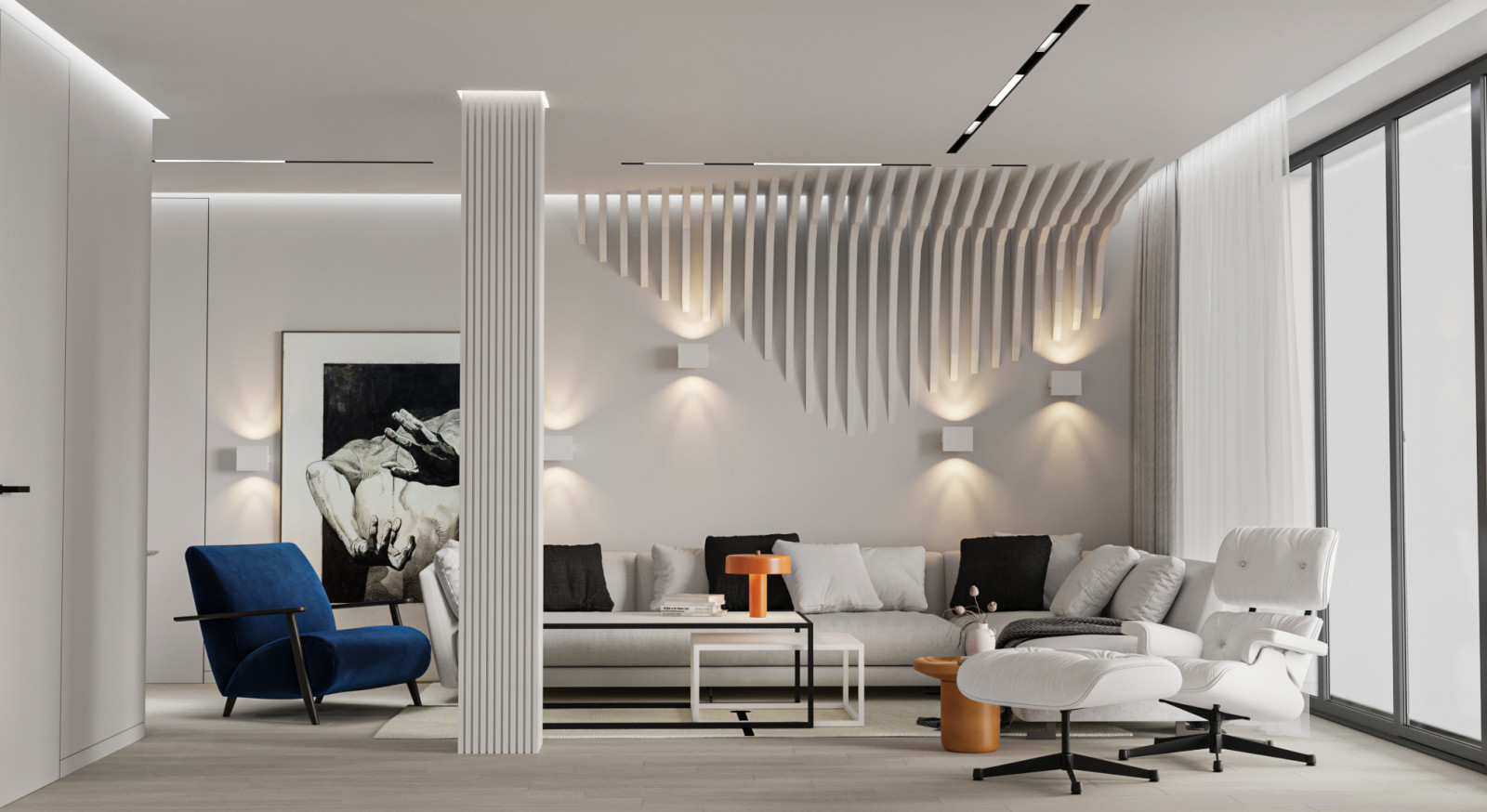 White living room