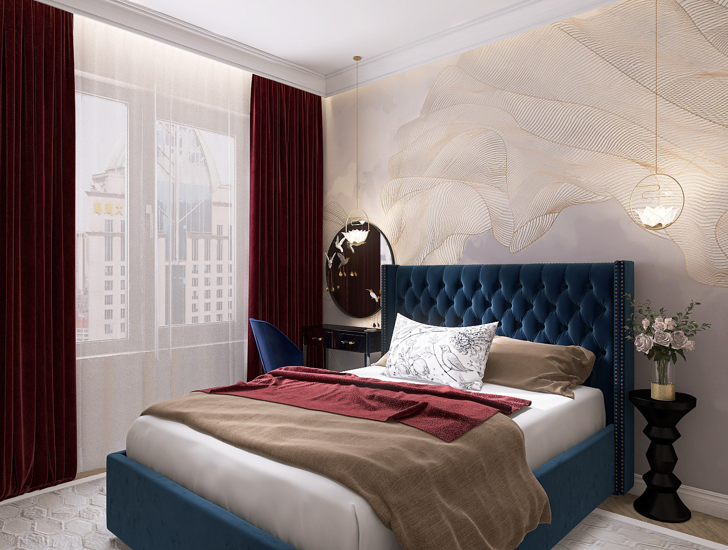 Спальня с атмосферой цветущего райского сада