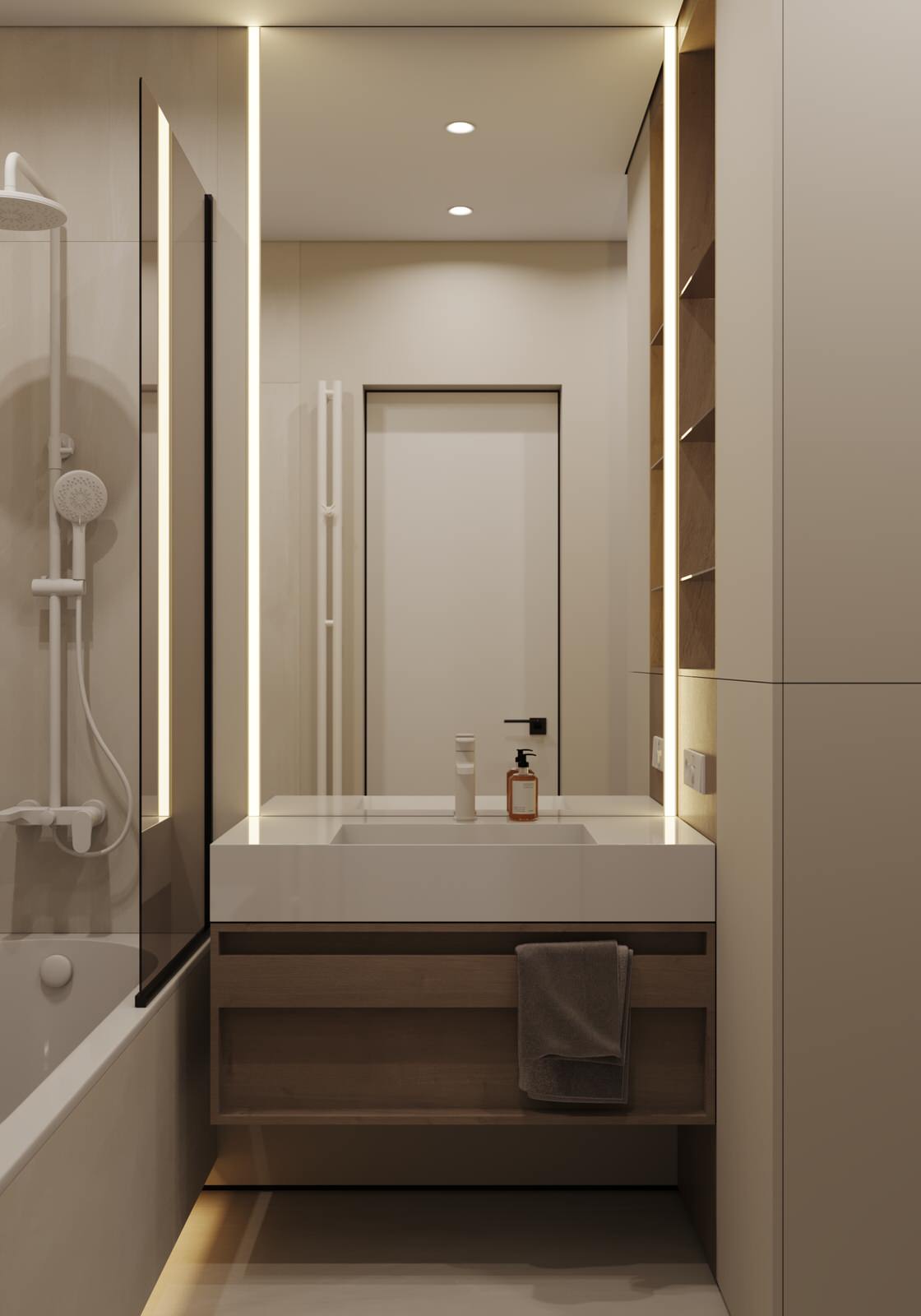 Минималистичный санузел  (Трехкомнатная квартира, Пенза)