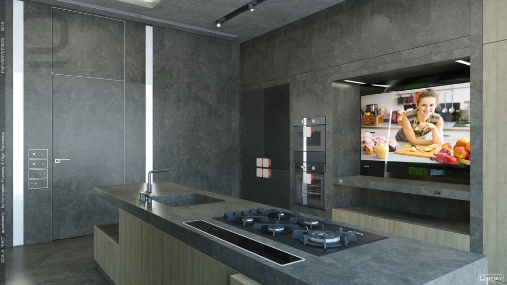 Современная кухня в загородном доме