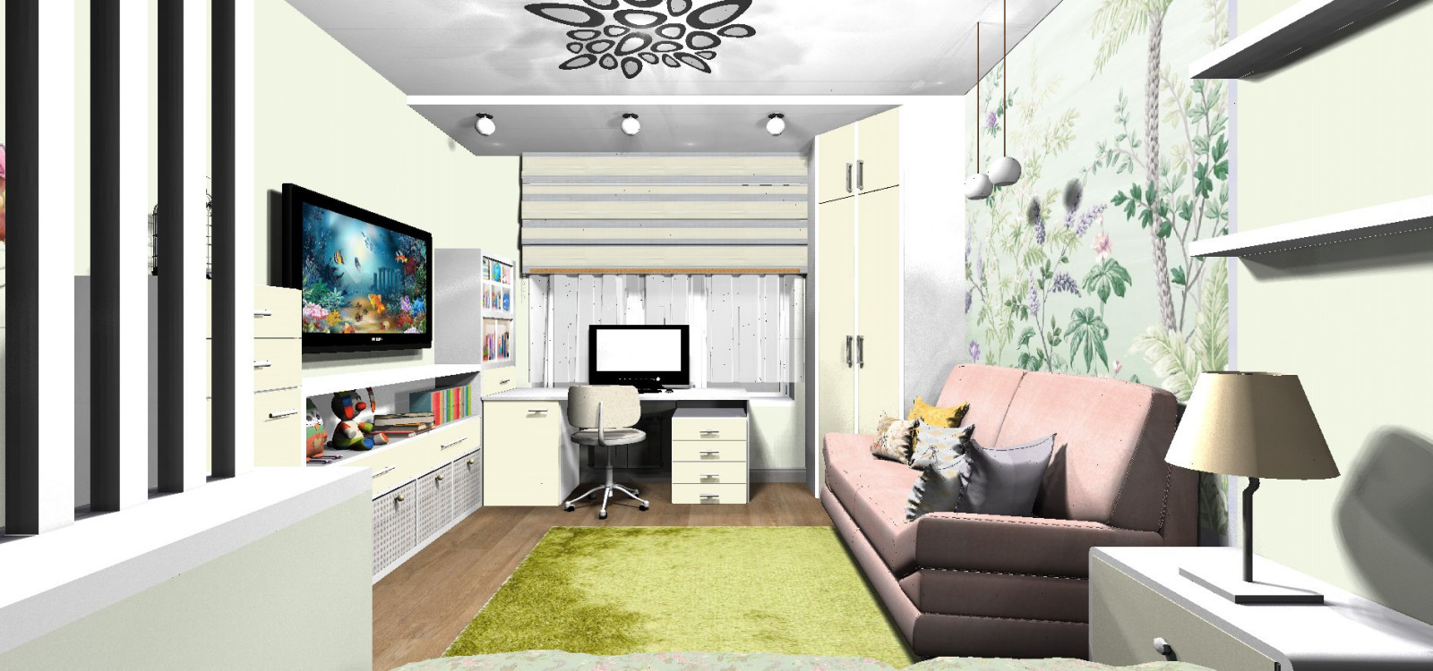 Два цветовых варианта. Детская для маленькой и очень позитивной девочки)