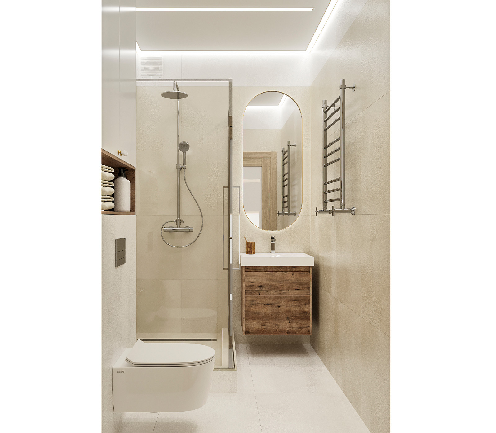 Четырех-комнатная квартира в светлых тонах.