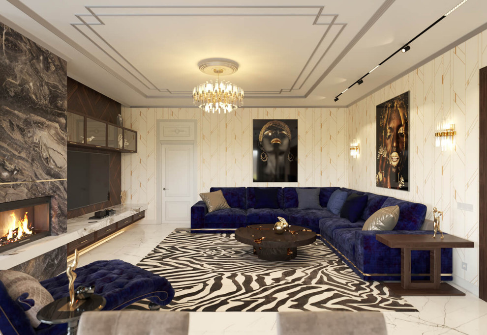 Дизайн интерьера одноэтажного жилого дома в стиле арт-деко