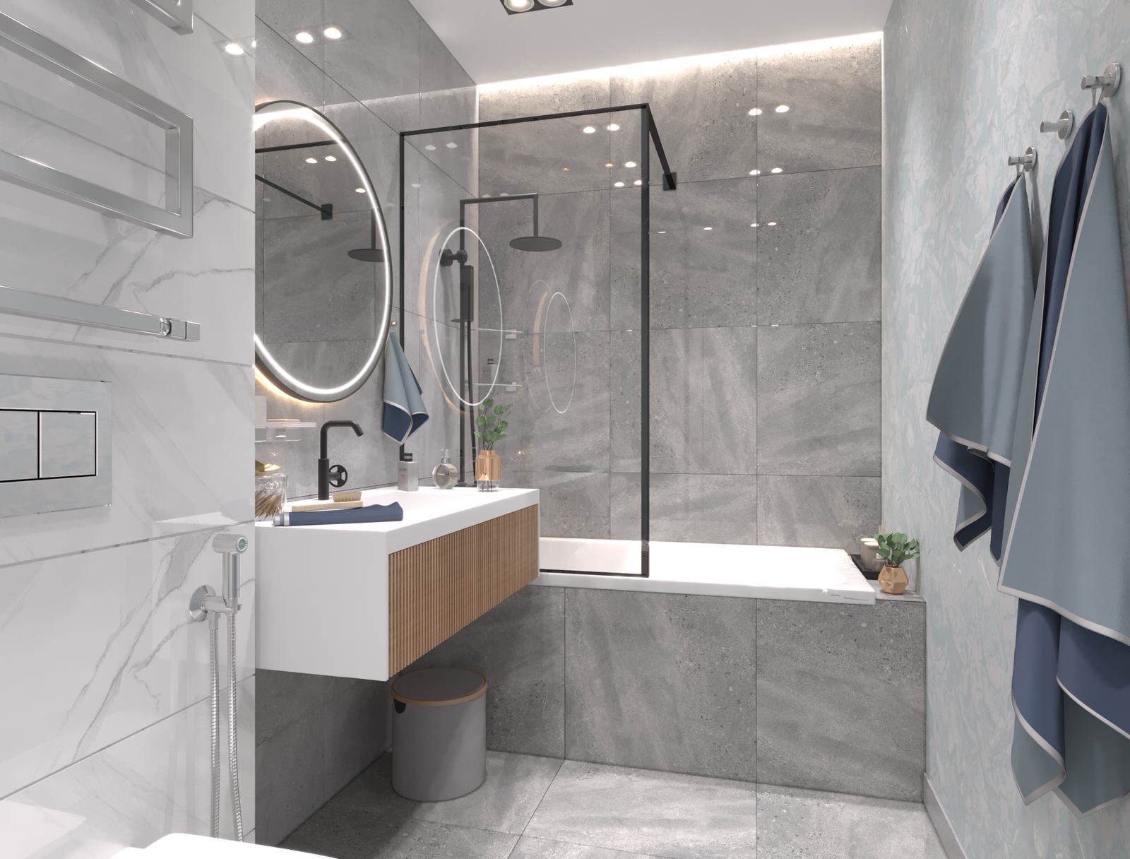 Дизайн-проект интерьера двухкомнатной квартиры в стиле Контемпорари.