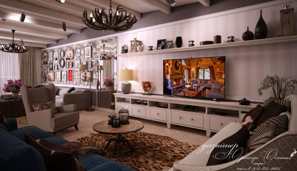 Гостинная в стиле шале