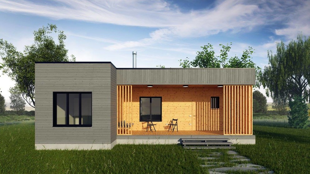 Одноэтажный каркасный дом 9.8 х 7.4 м. с одной спальней.