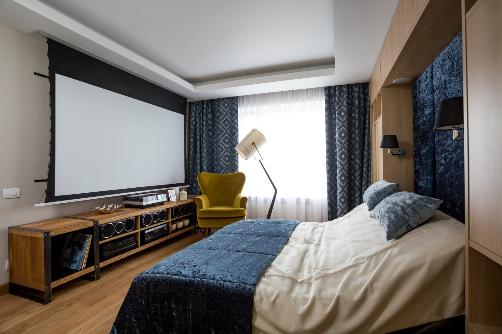 Обложка проекта: Спальня кинозал | Cinema in the bedroom 007 | 20 кв.м.