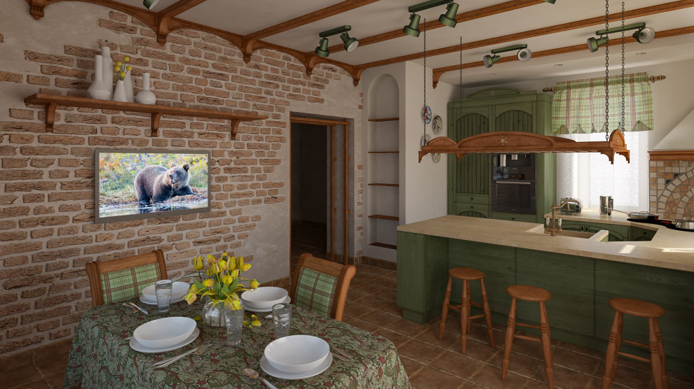Кухня в загородном доме