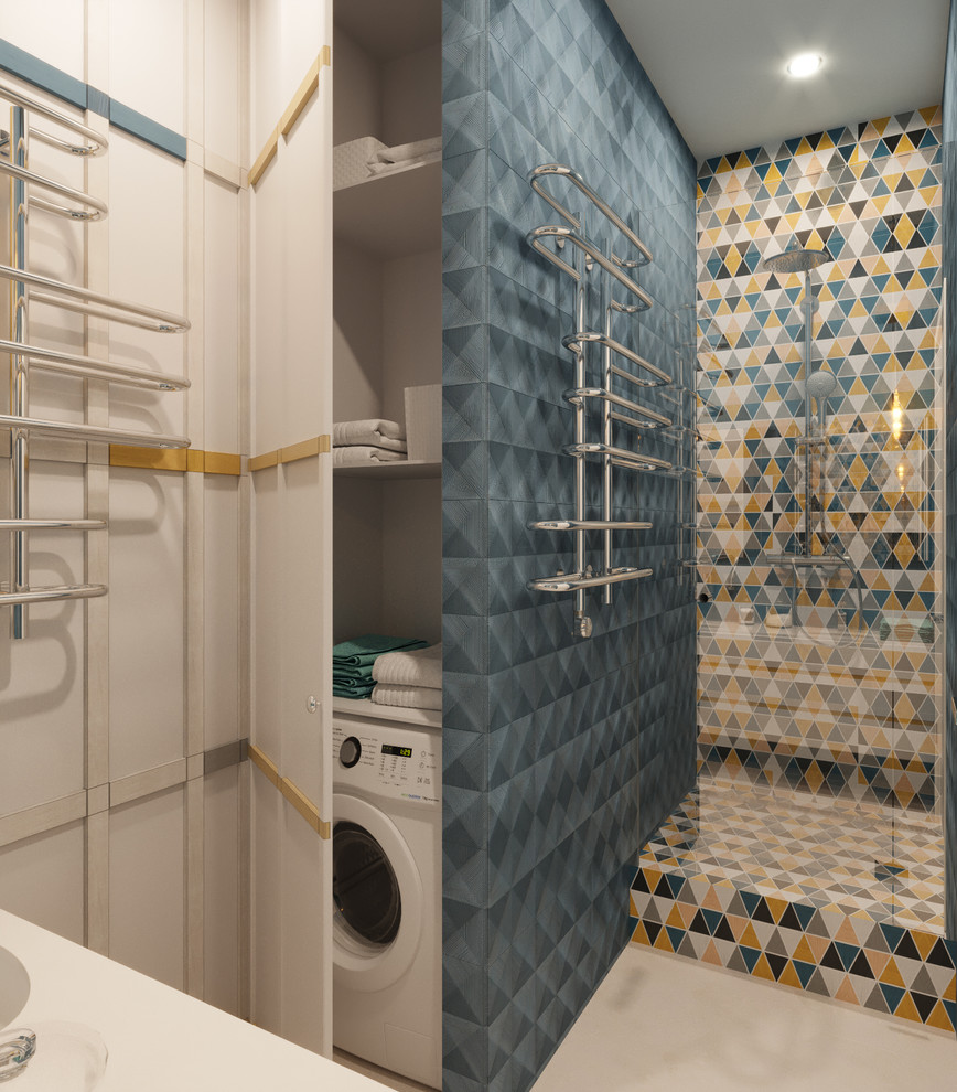 Дизайн интерьера санузла для молодой пары с двумя детьми