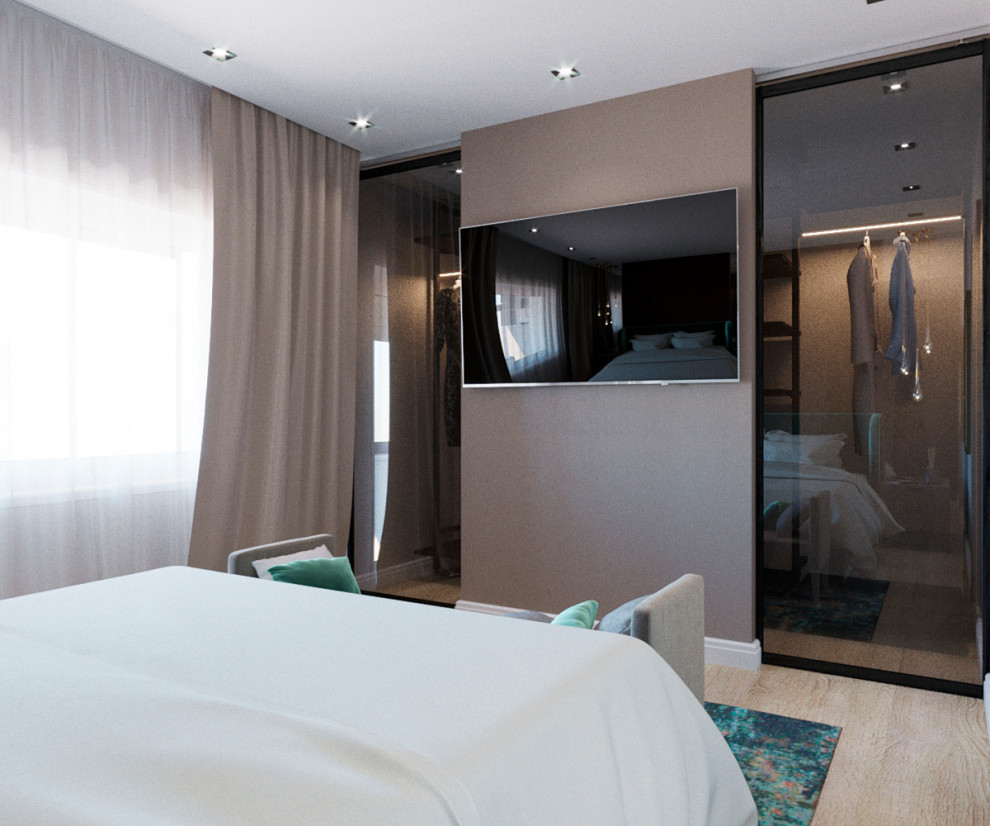 Интерьер спальни с зелеными акцентами