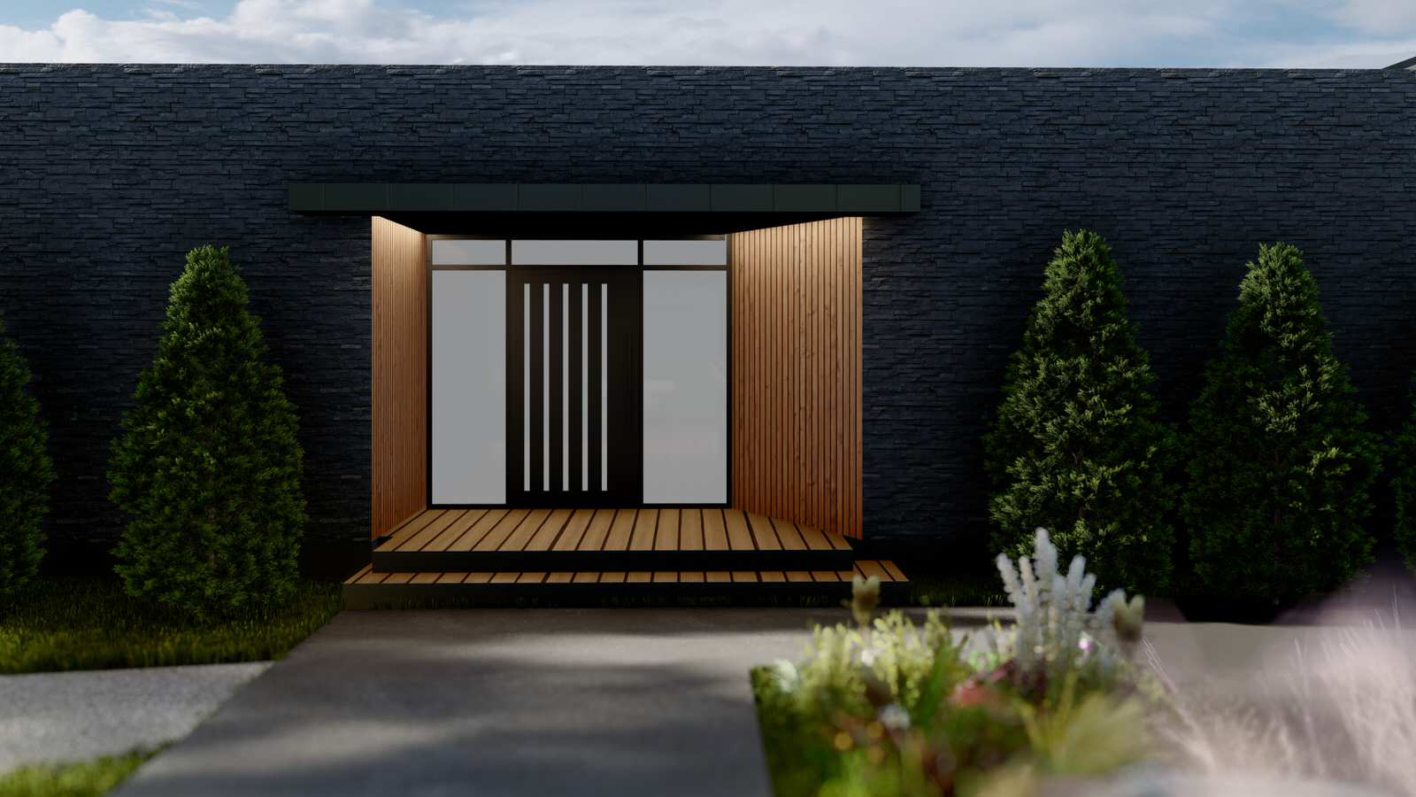 П-образный дом с внутренней террасой