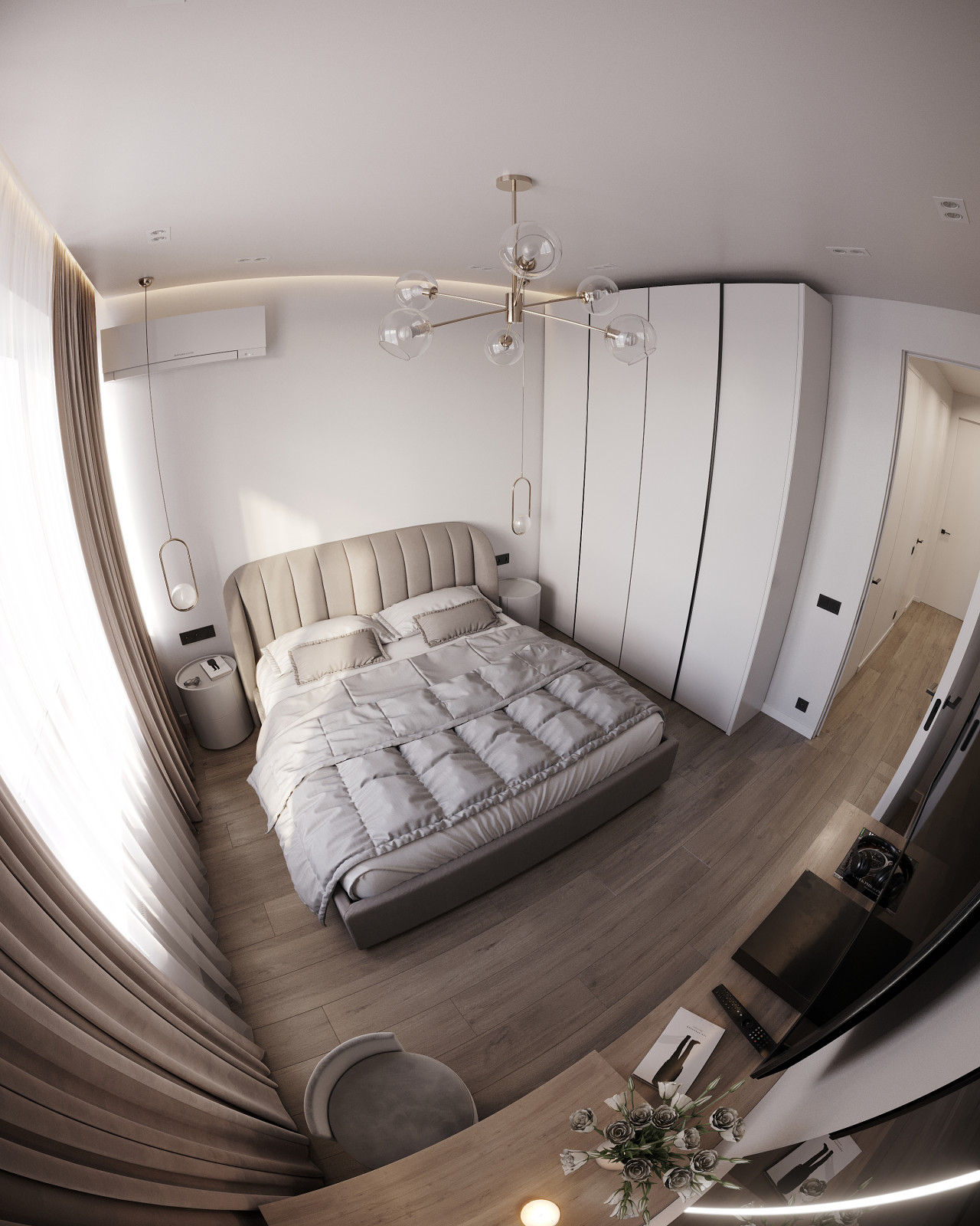 Дизайн и 3д-визуализация спальни в ЖК Преображение