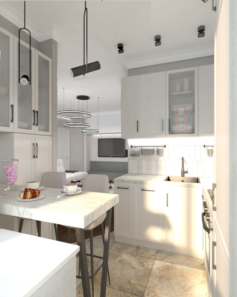 г.Москва, метро Электрозаводская (51м.кв.)кухня в белых