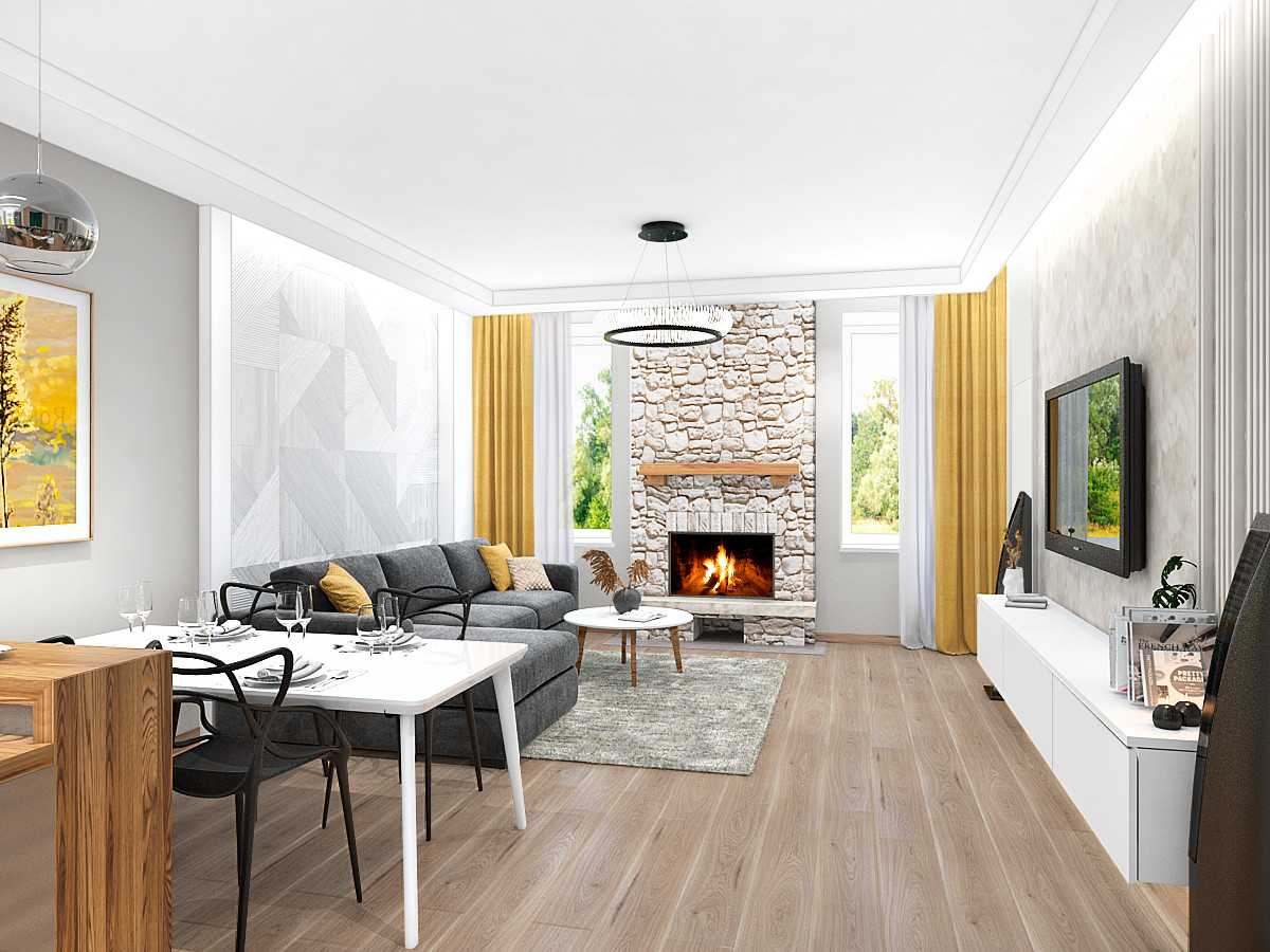 Зал с камином